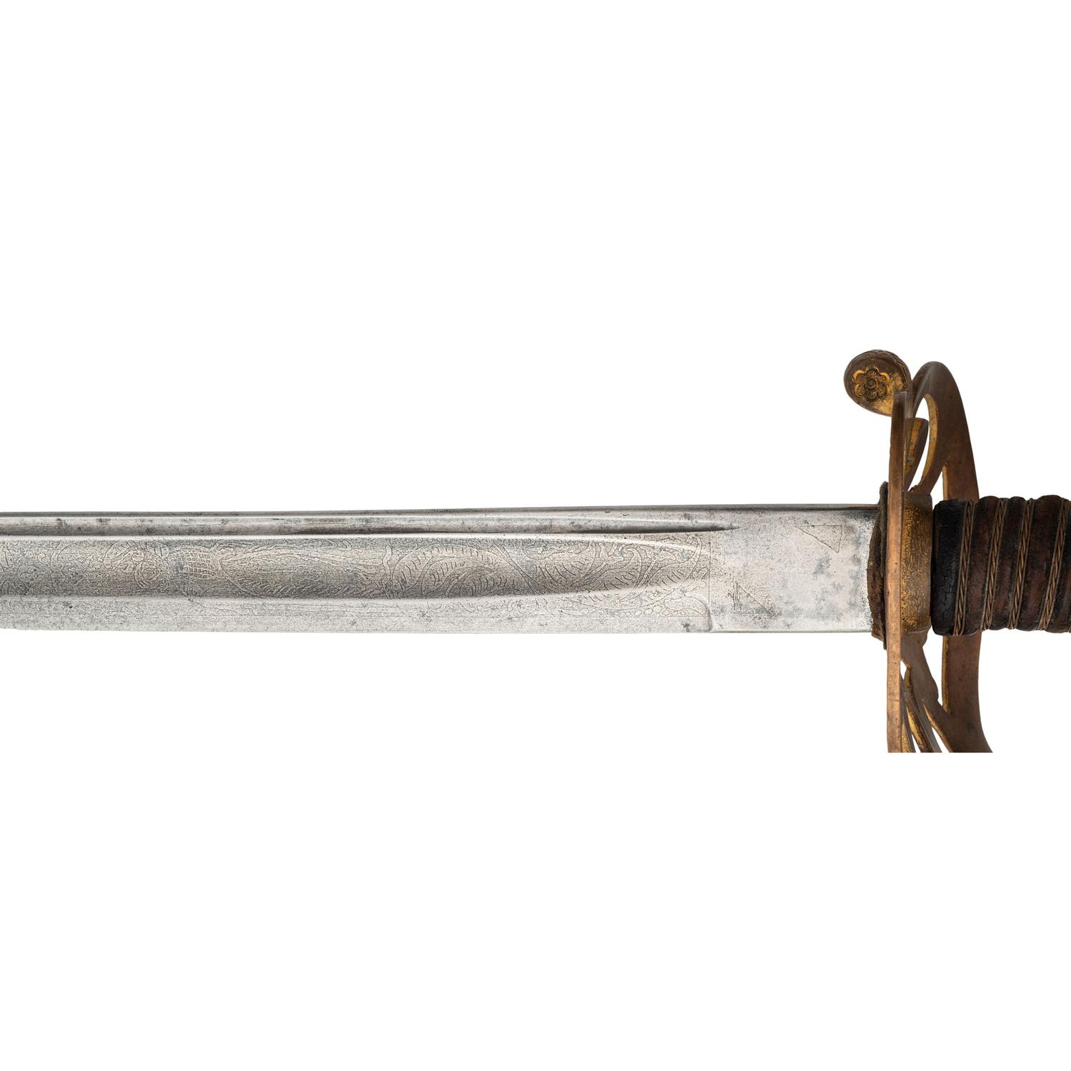 Non-Regulation Import Staff & Field Officers Sword Inscribed to Lt. Col. Andrew W. Raffen - 19th Illinois Infantry