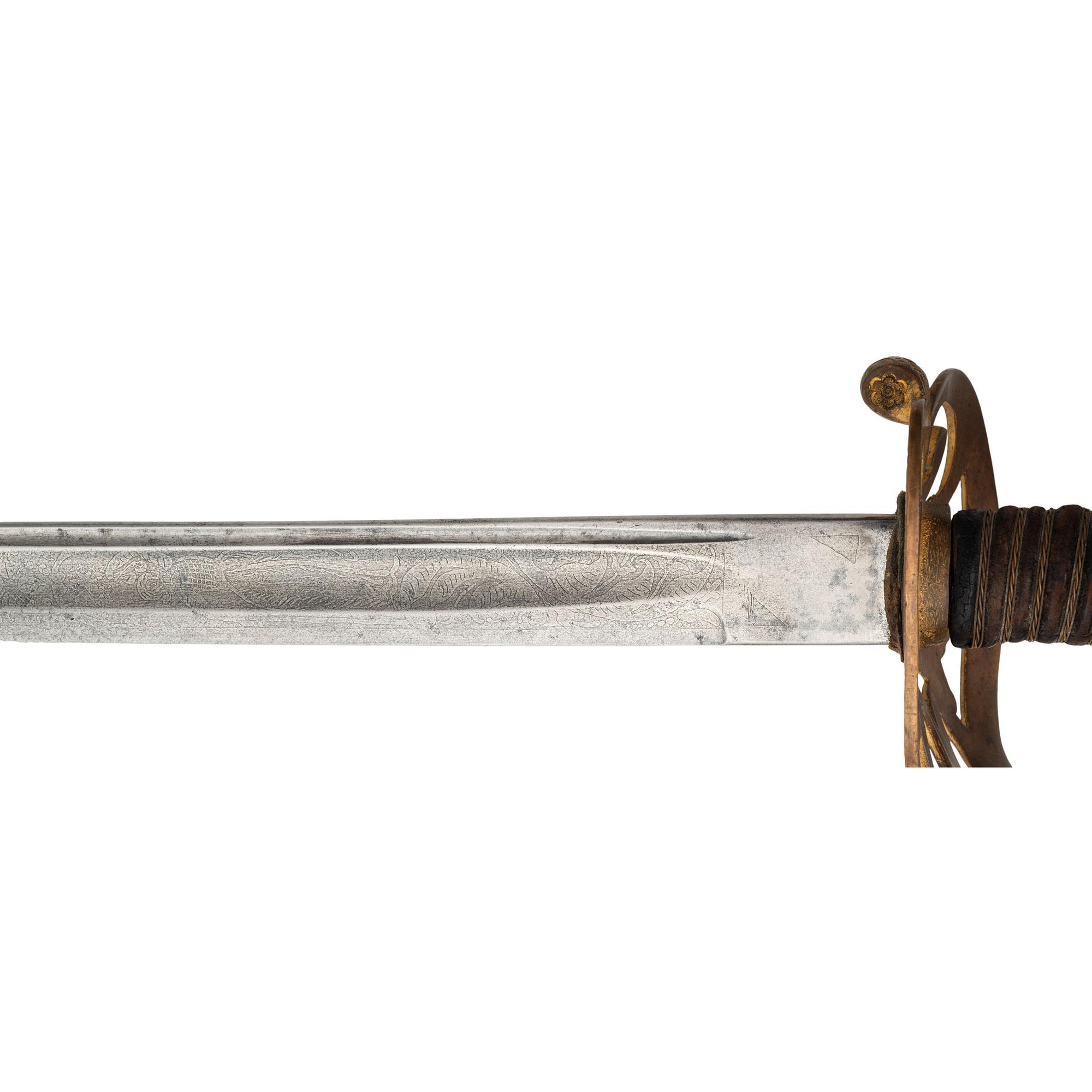 Non-Regulation Import Staff & Field Officers Sword Inscribed to Lt. Col. Andrew W. Raffen - 19th Illinois Infantry