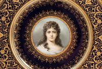 A Cased Set of Eight Vienna Style (Fischer & Mieg) Porcelain Portrait Plates