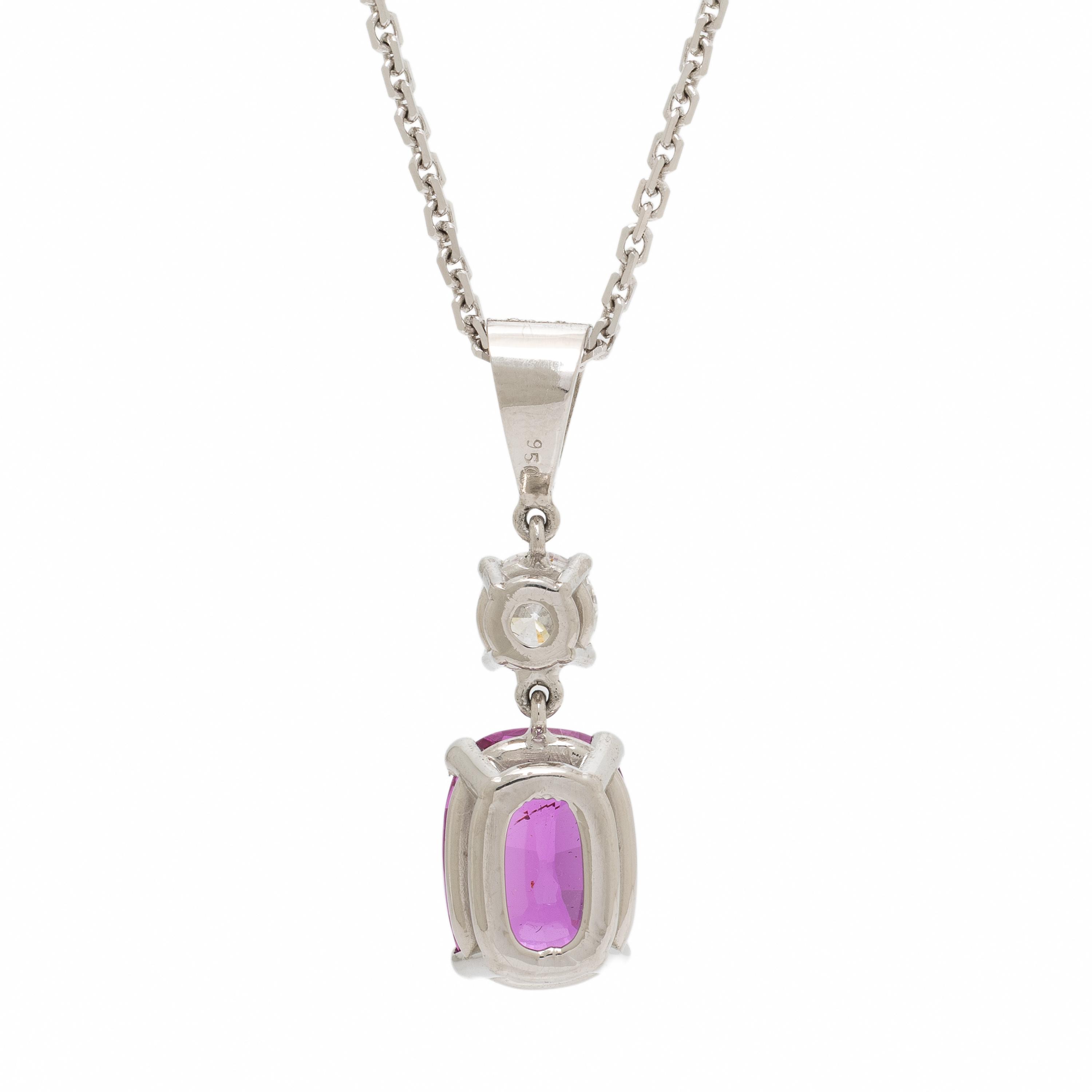 Pink Sapphire and Diamond Pendant Necklace