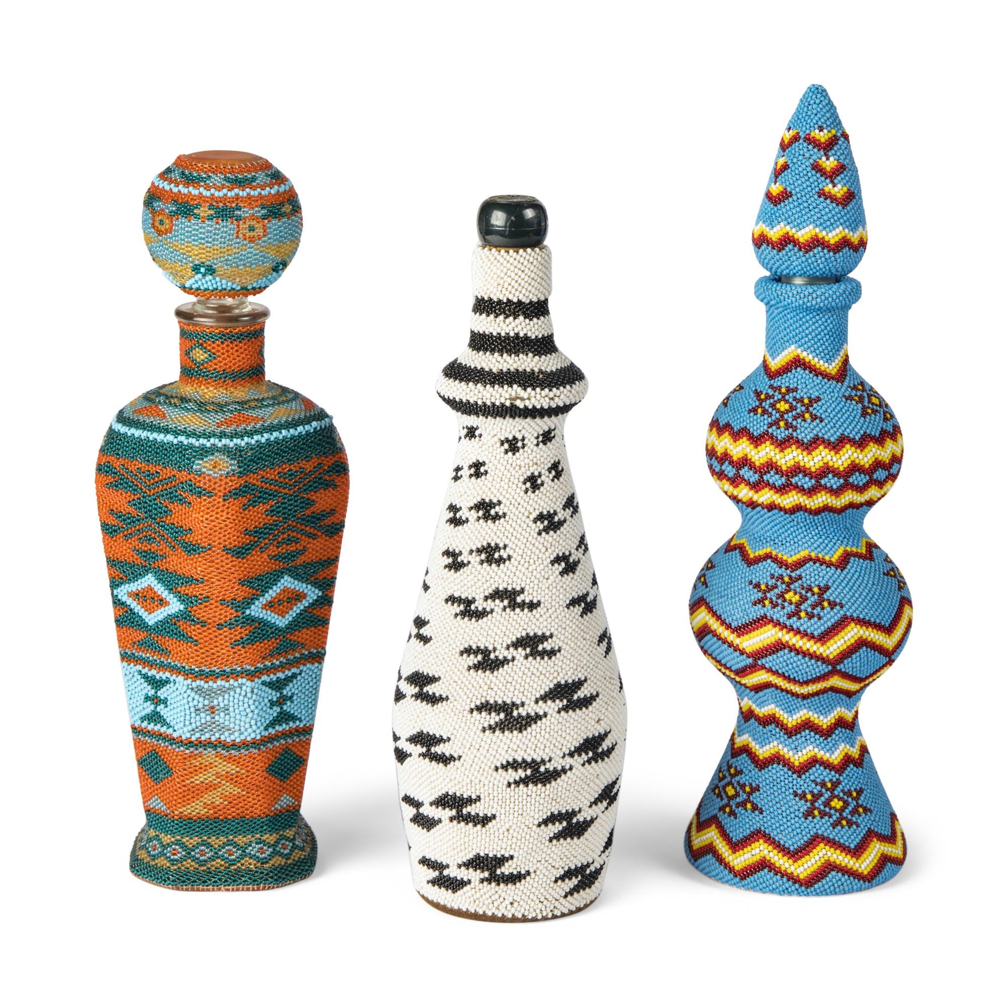 Collection of Paiute Beaded Decanters