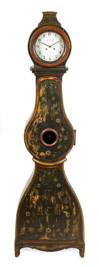 A Swedish Painted Tall Case Clock Height 91 inches. — 18TH/19TH CENTURY