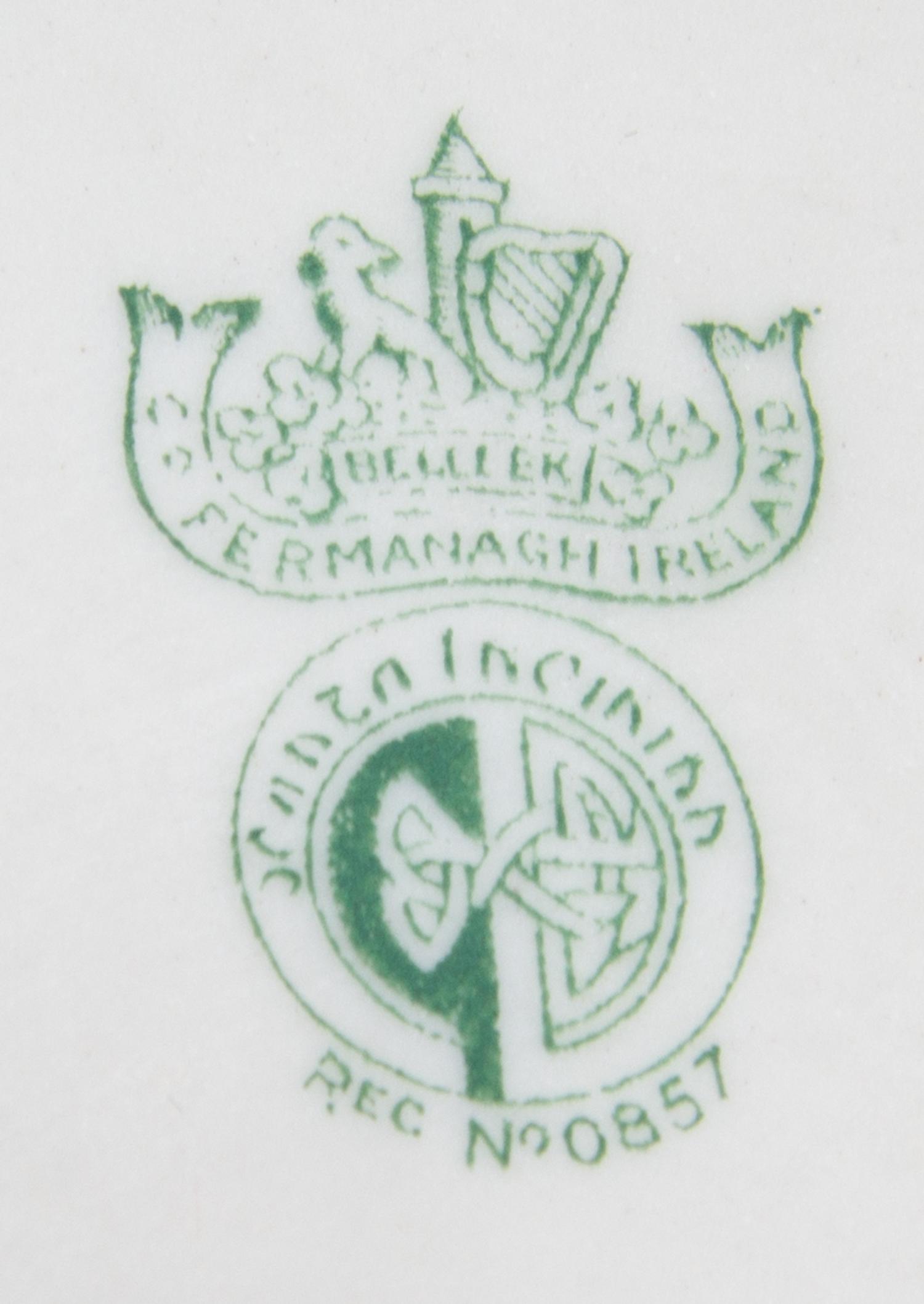 Two Belleek Diamond Biscuit Jars Height 7 inches. — SECOND BLACK AND FOURTH GREEN MARKS (1891-1955)