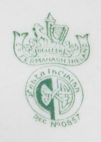 Two Belleek Diamond Biscuit Jars Height 7 inches. — SECOND BLACK AND FOURTH GREEN MARKS (1891-1955)