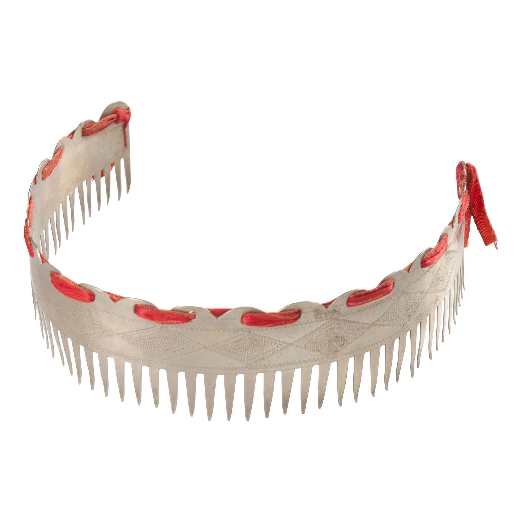 Menominee German Silver Rocker Engraved Hair Comb