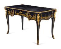 A Louis XV Style Gilt Bronze Mounted Lacquered Bureau Plat