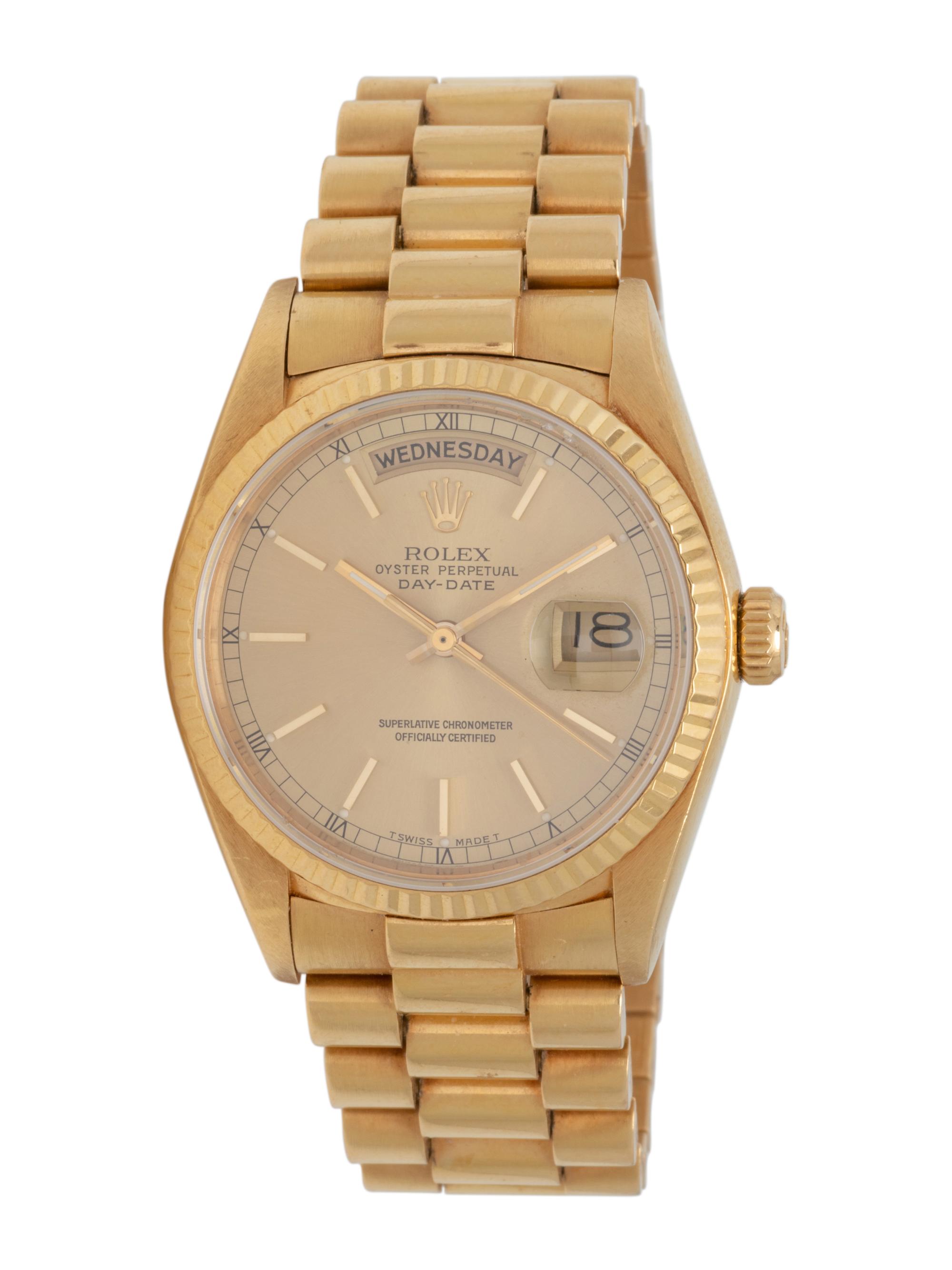ROLEX, REF. 18038 18K YELLOW GOLD 'OYSTER PERPETUAL DAY-DATE' WATCH