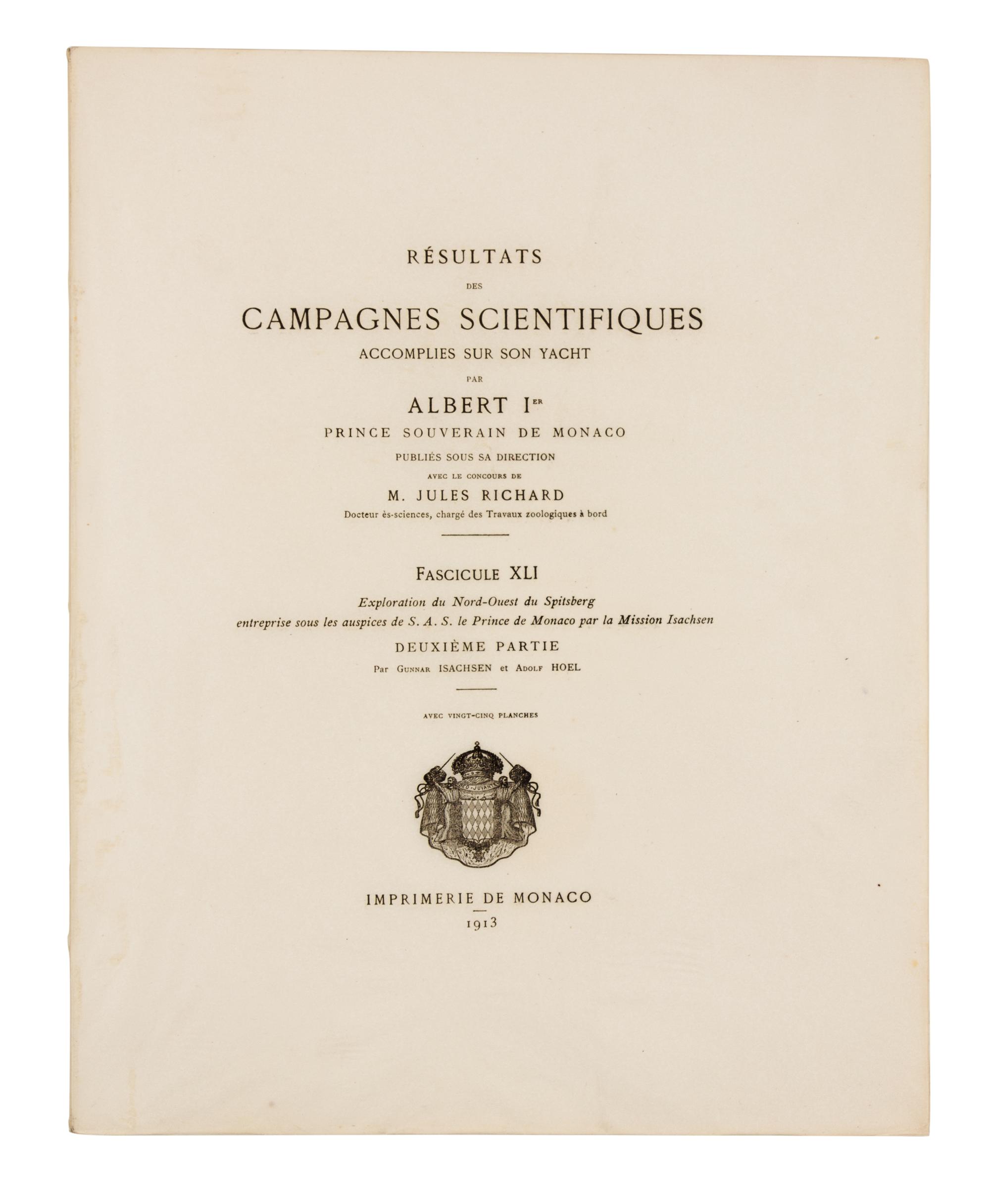 [NORWEGIAN SPITSBERGEN EXPEDITION]. ISACHSEN, Gunnar (1868-1939); HOEL, Adolf (1879-1964); SCHETELIG, Jakob (1875-1935); and HOLMSEN, H