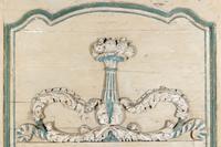 A Louis XV/XVI Transitional Grey and Blue-Painted Trumeau