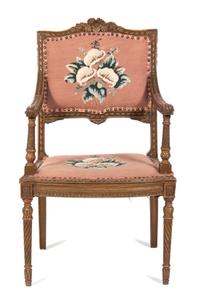 A Louis XVI Style Giltwood Fauteuil Height 37 inches. — LATE 19TH CENTURY