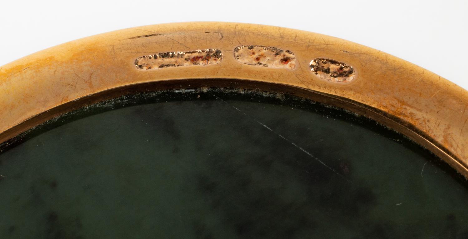 A Guilloché Enamel, Vari-Color Gold, Diamond, Ruby and Spinach Jade Circular Box