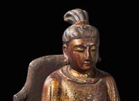 A pair of Chinese gilt lacquer seated figures 漆金木坐像一對
