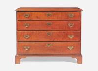 A Chippendale figured maple chest of drawers, New England, late 18th century