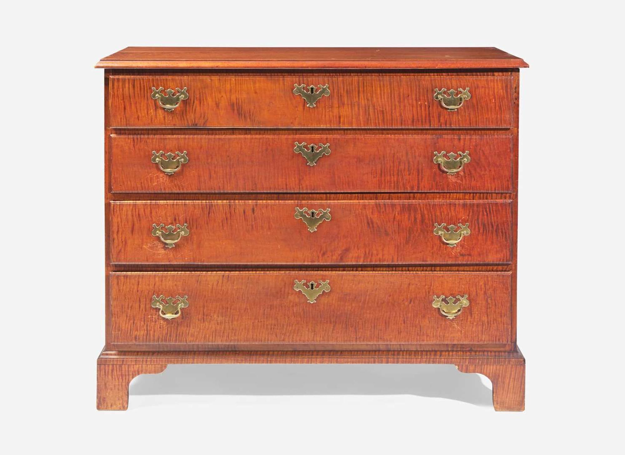 A Chippendale figured maple chest of drawers, New England, late 18th century