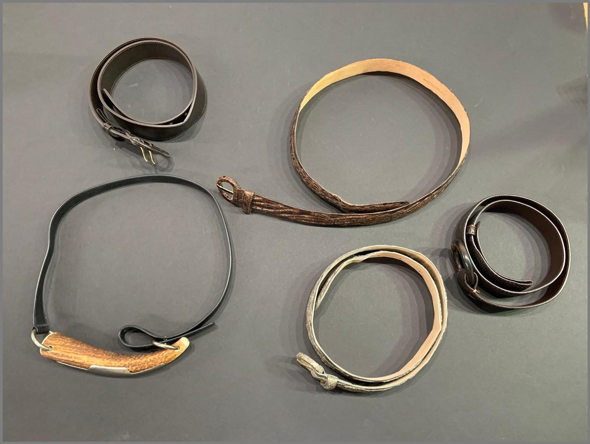 Five Belts: Two Yves Saint Laurent, Two Nancy Gonzales, One Loro Piana