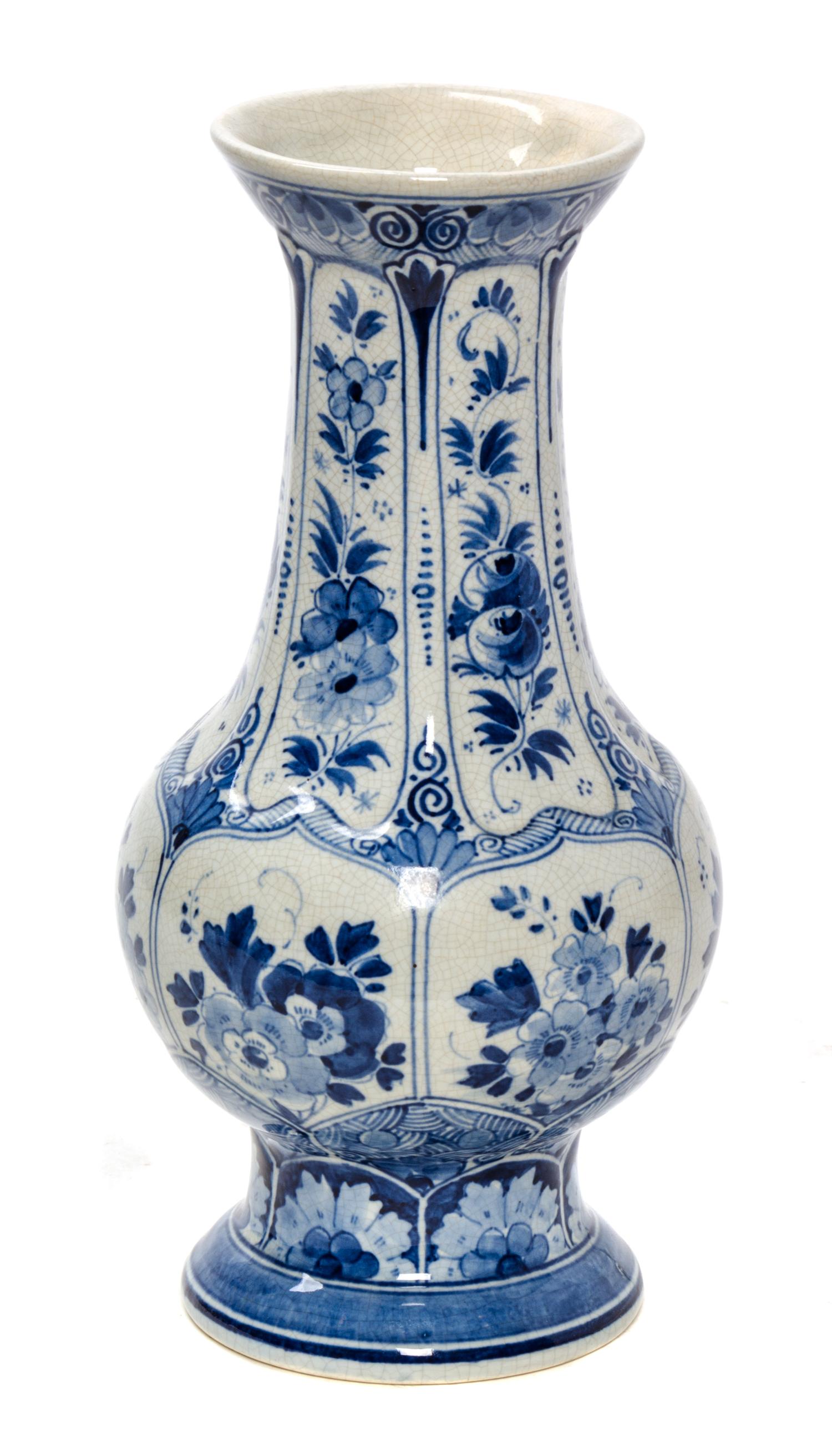 A Delft Pottery Vase Height 9 7/8 inches. — 19TH CENTURY