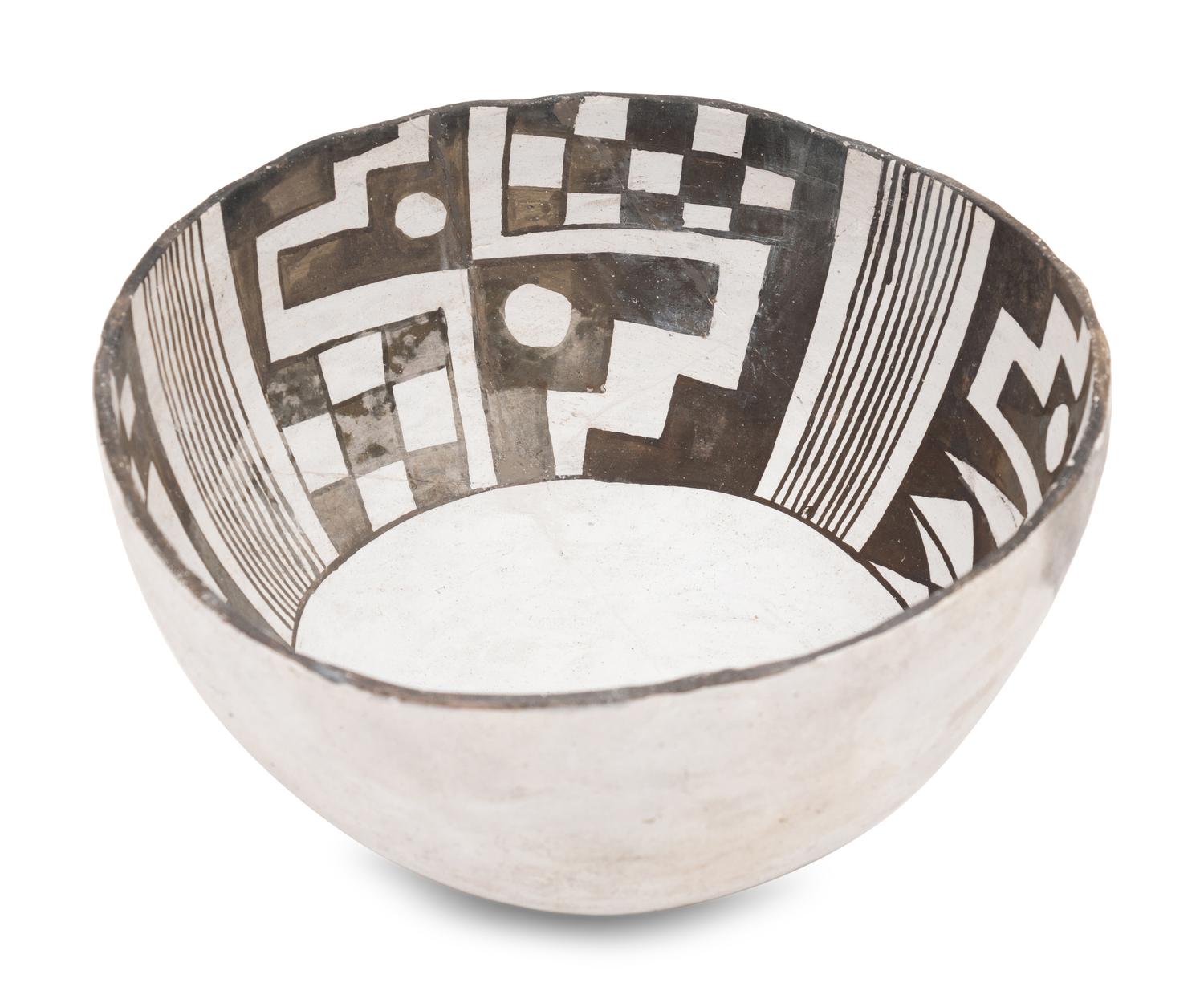 Puerco Black-on-White Pottery Bowl