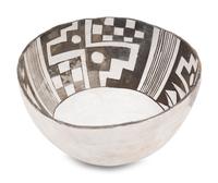 Puerco Black-on-White Pottery Bowl