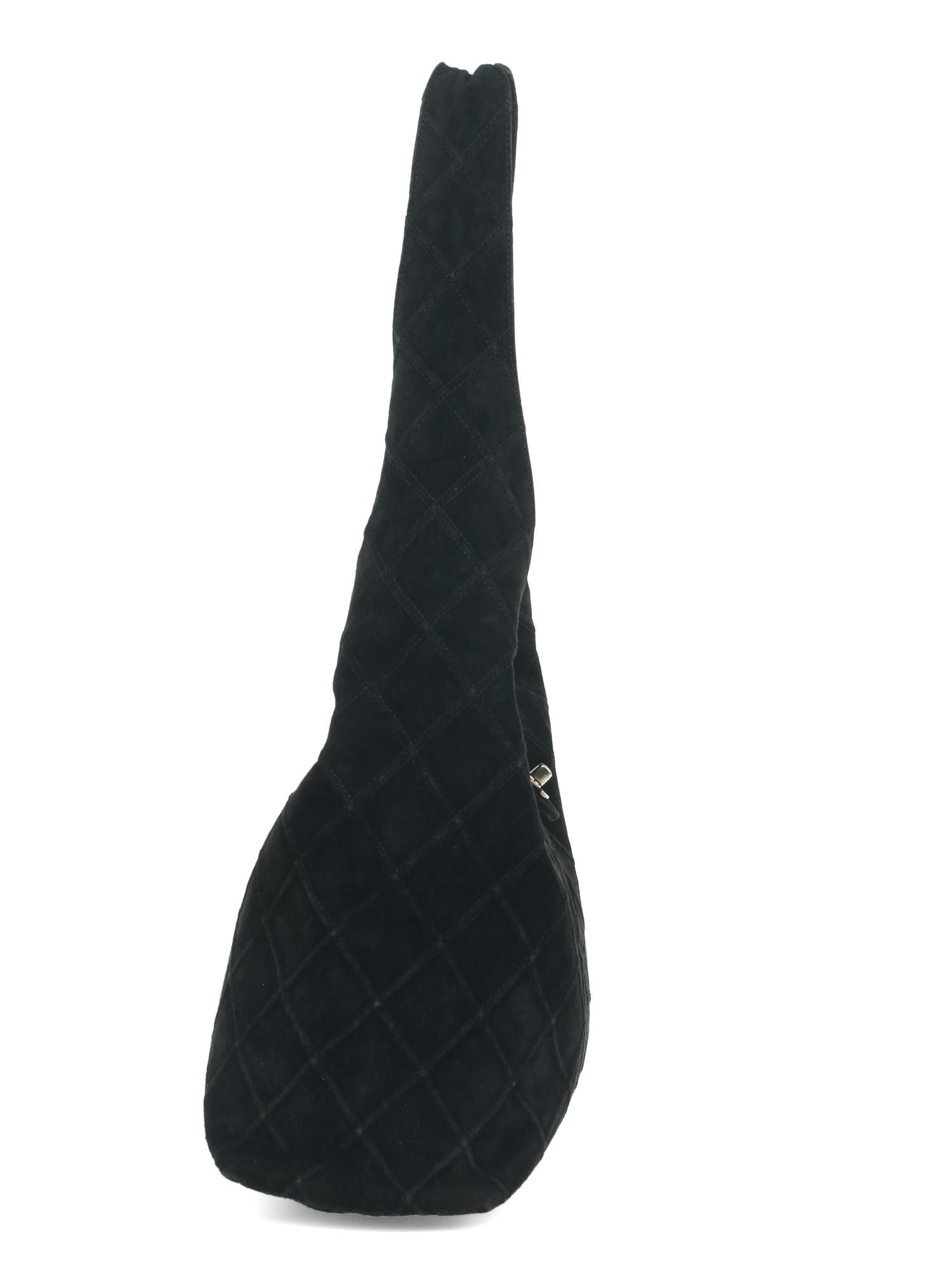 Chanel Black Suede Shoulder Hobo Bag