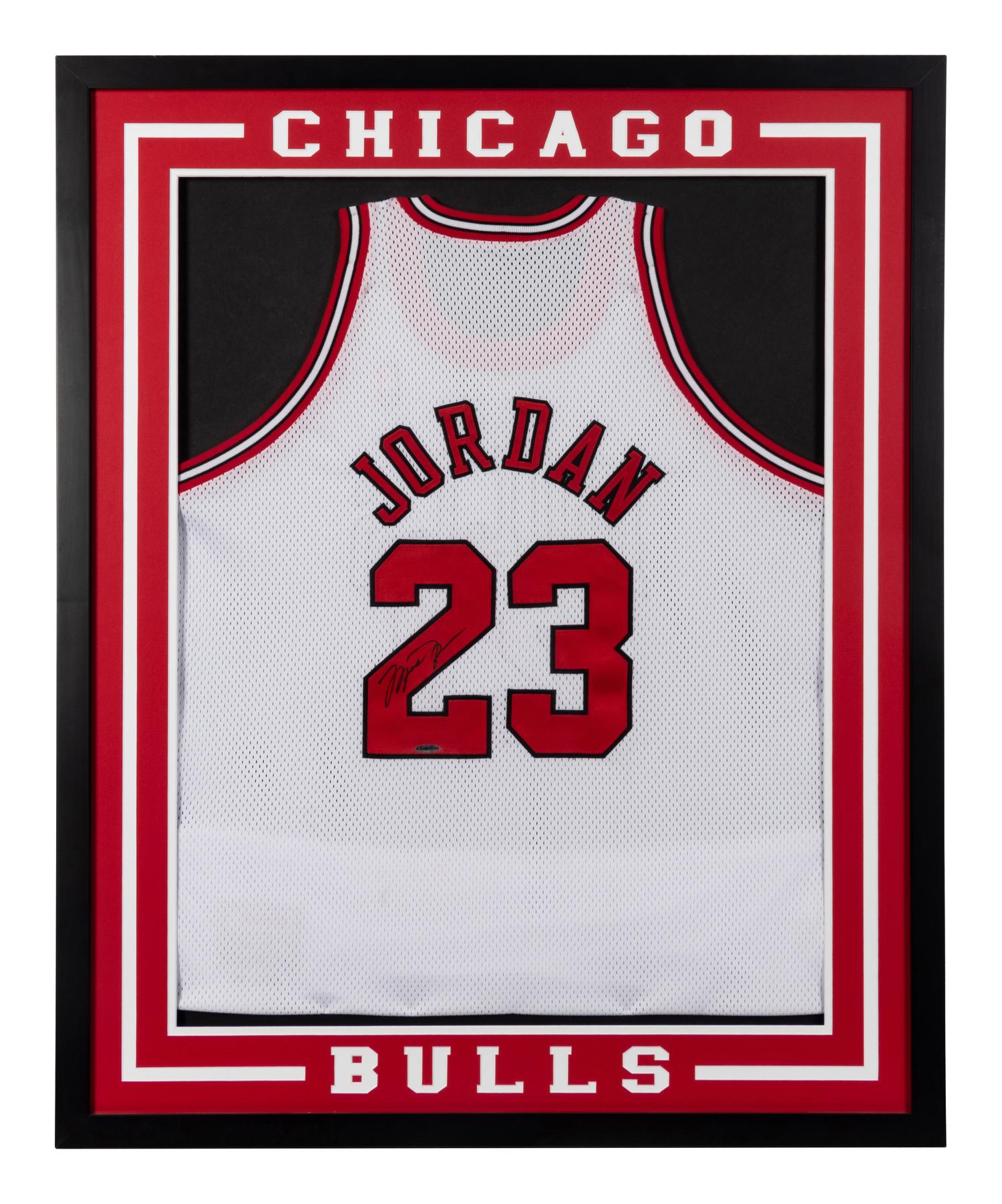 A Michael Jordan Signed Autograph Chicago Bulls Jersey Display (Upper Deck Authenticated),