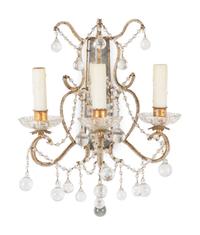 A Pair of Beaded Three-Light Sconces
