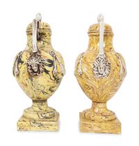 A Pair of Italian Glazed Ceramic Aptware Urns