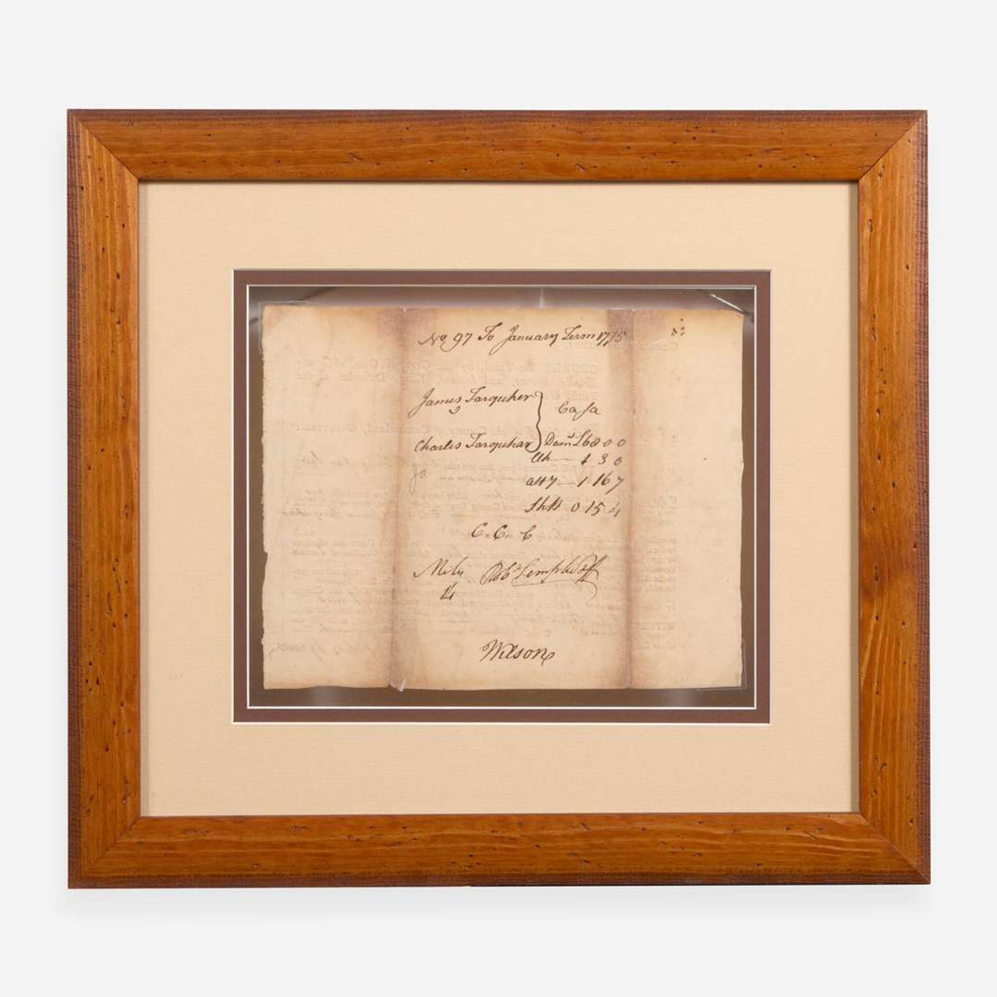 [Declaration of Independence] [Pennsylvania] Wilson, James Partially-Printed Document, signed