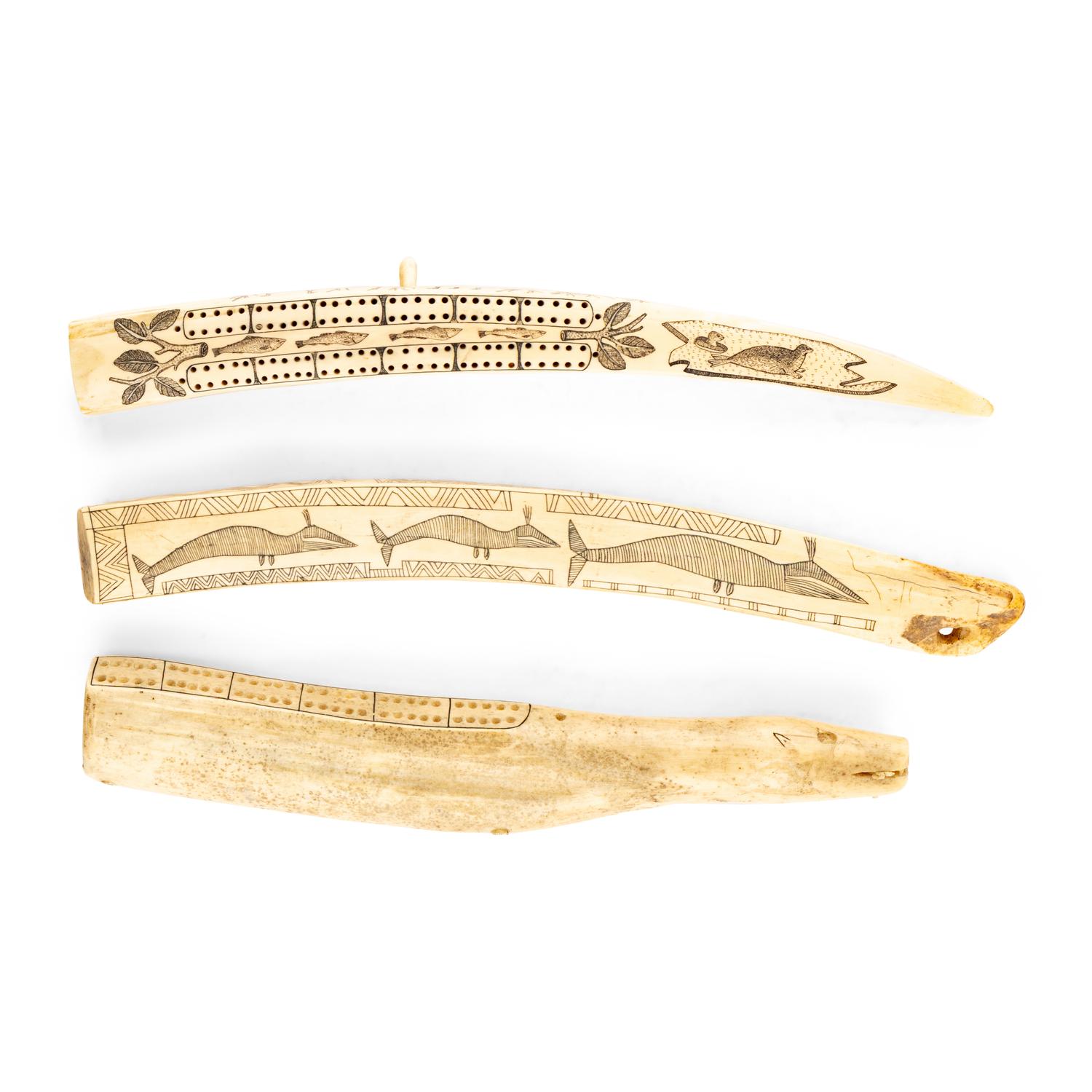 Native Alaskan Scrimshawed Cribbage Boards