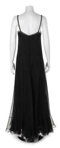 Mollie Parnis Balck Chiffon Dress, 1970s No size label