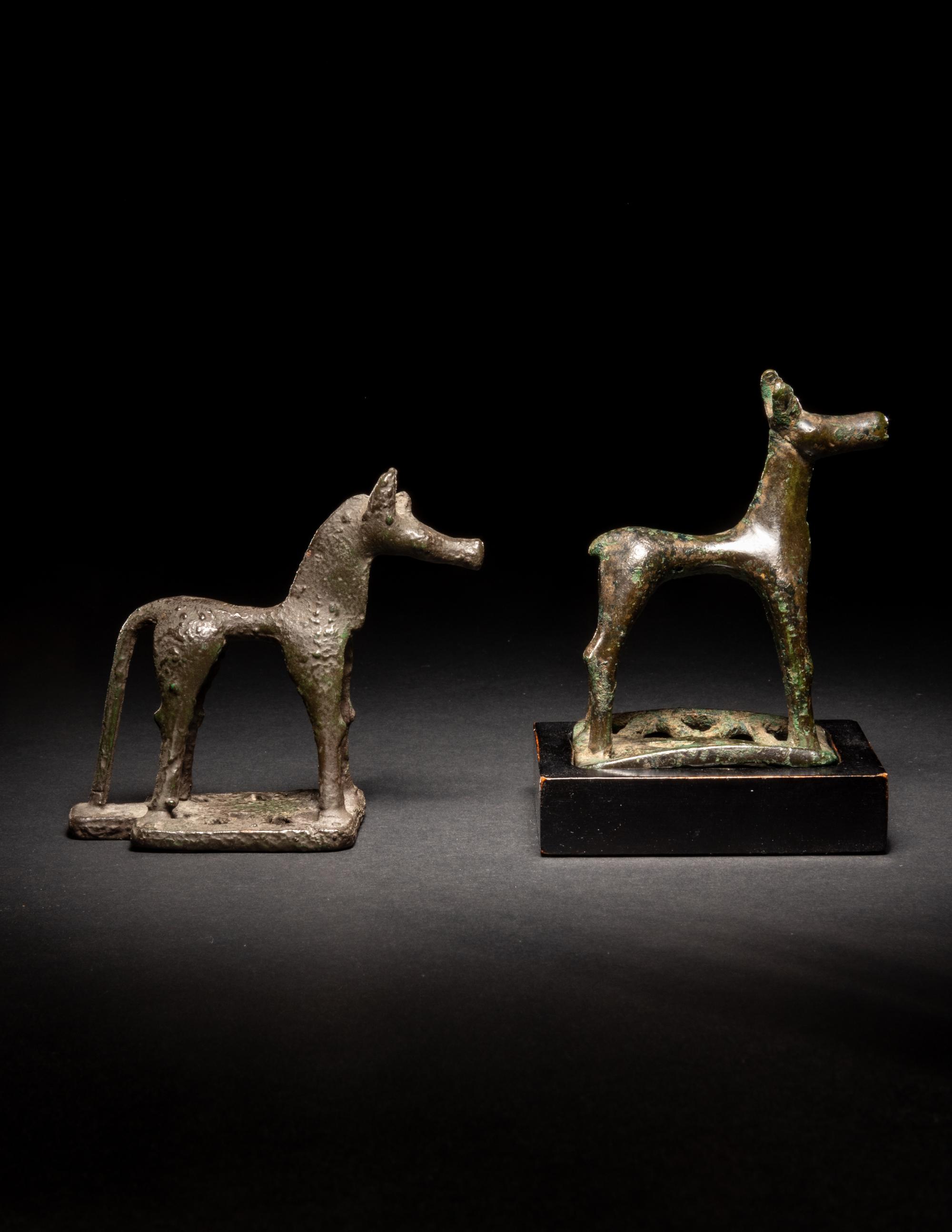 Two Greek Bronze Horses