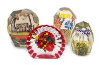 A Group of Four Glass Paperweights Height of tallest 5 inches