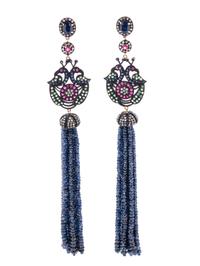 MULTIGEM AND DIAMOND TASSEL EARRINGS