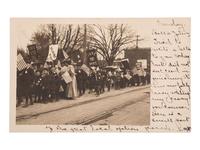 [EARLY PHOTOGRAPHY]. A group of 42 real photo postcards of cityscapes, town activities and disasters, parades, circuses, and fairs, highlighted by view of a child labor protest, an elephant parade, and bronco busting.