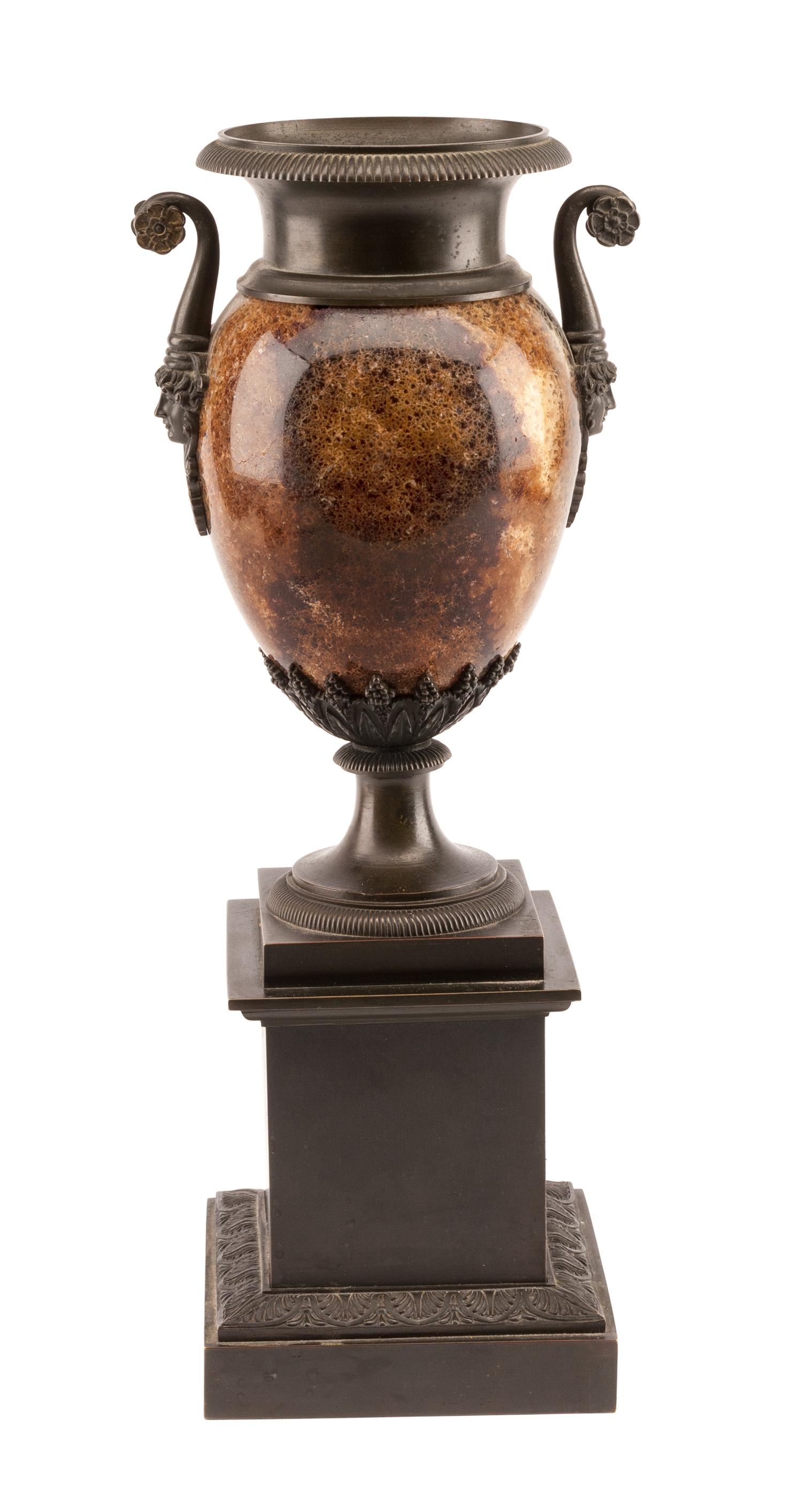 An English Bronze Mounted Blue John Urn Height 15 1/2 inches. — 19TH CENTURY