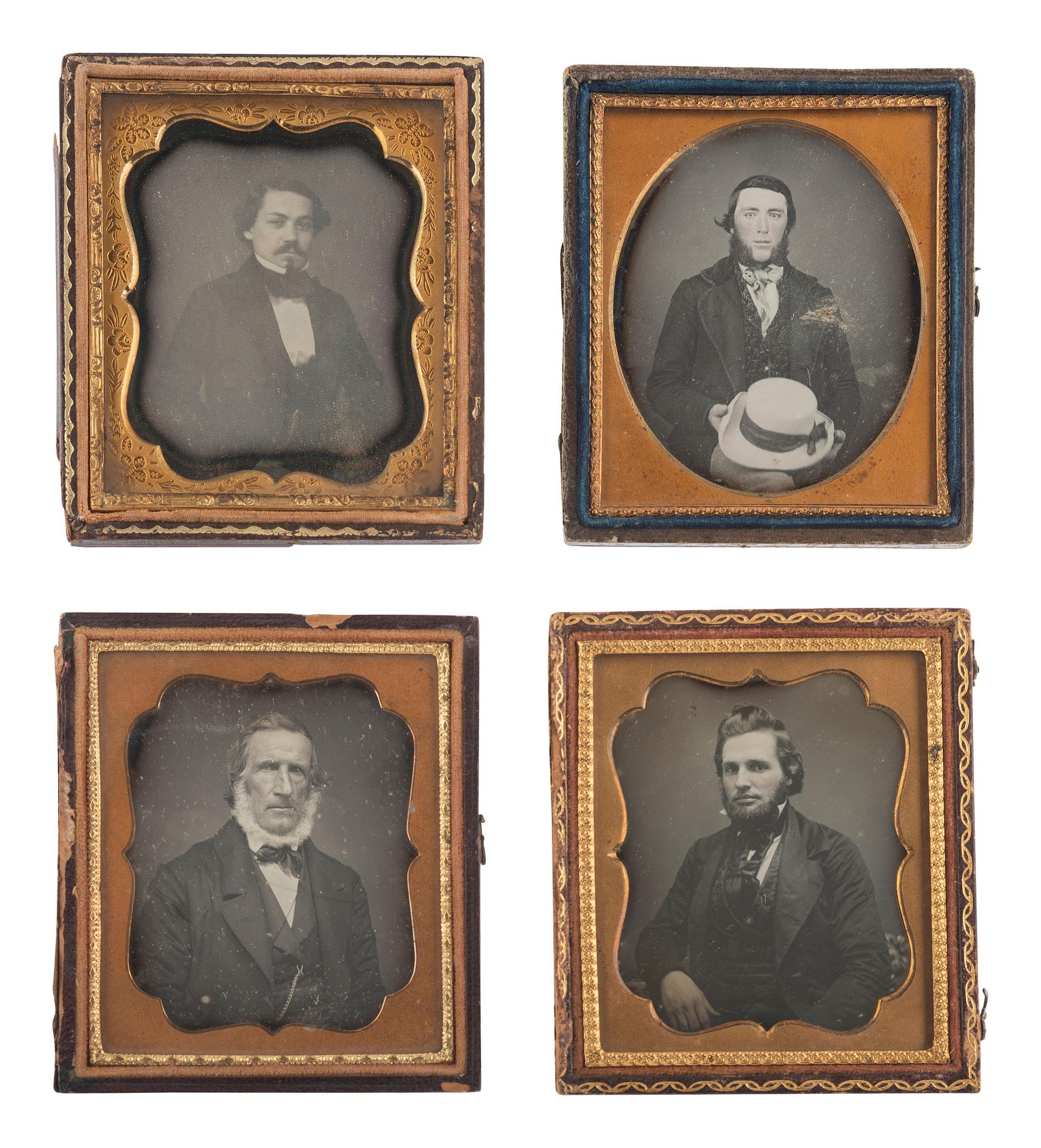 [EARLY PHOTOGRAPHY]. 18 sixth plate daguerreotypes of men with facial hair.