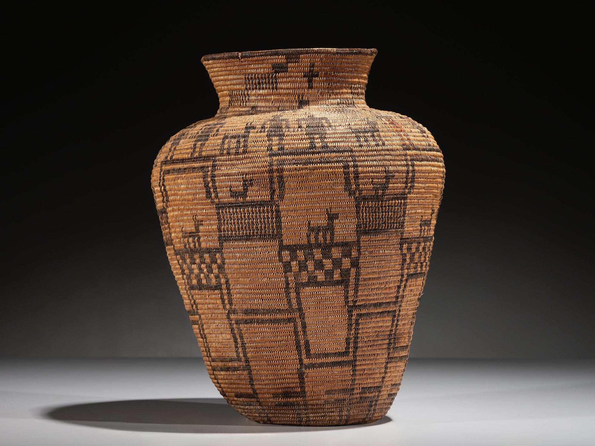Apache Polychrome Basket, Humans and Dogs