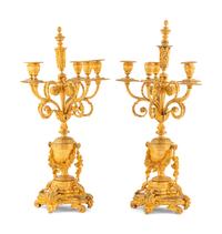 A Pair of French Gilt Bronze Candelabra