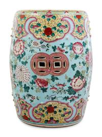 A Chinese Export Enameled Porcelain Garden Seat