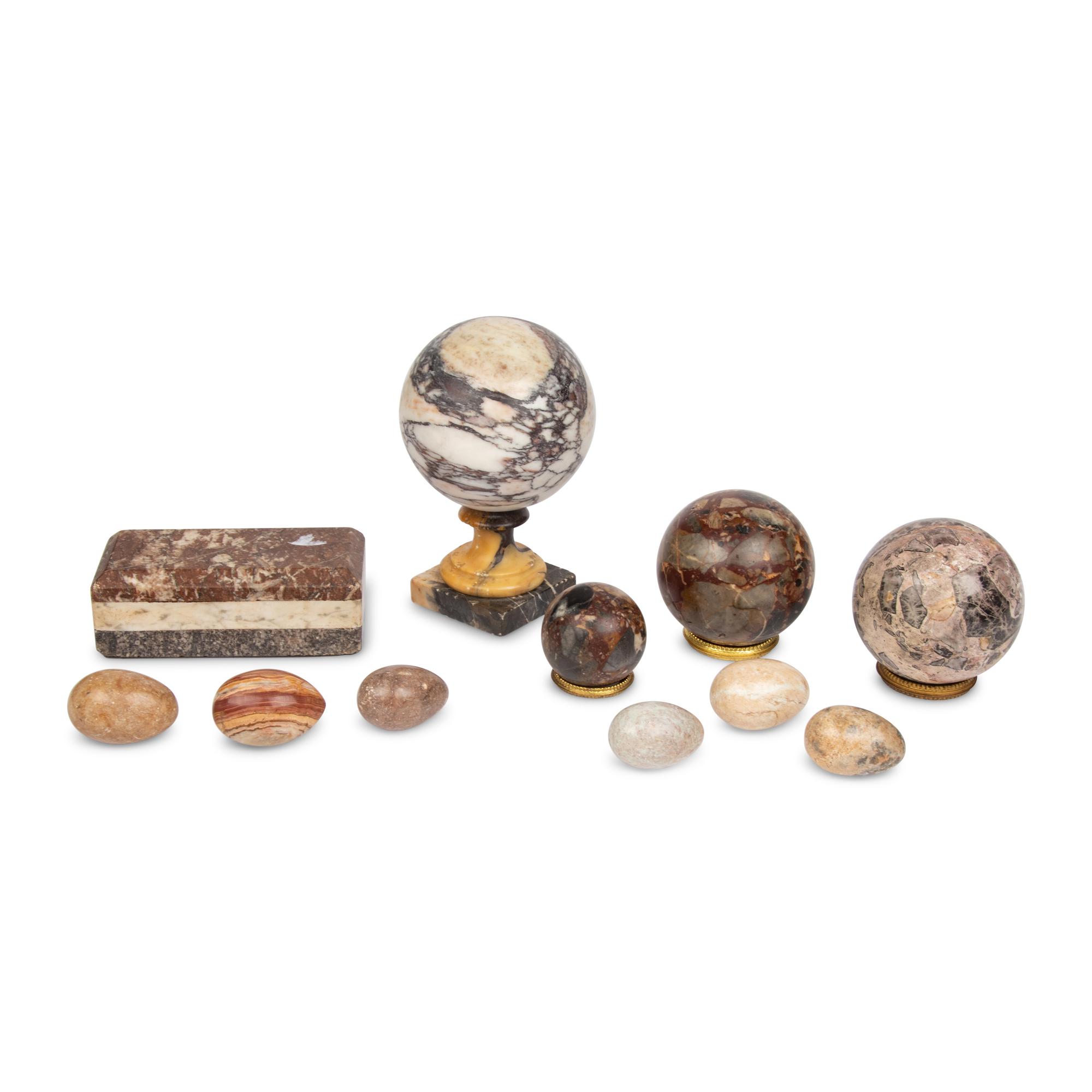 Four Grand Tour Marble Spherical Ornaments