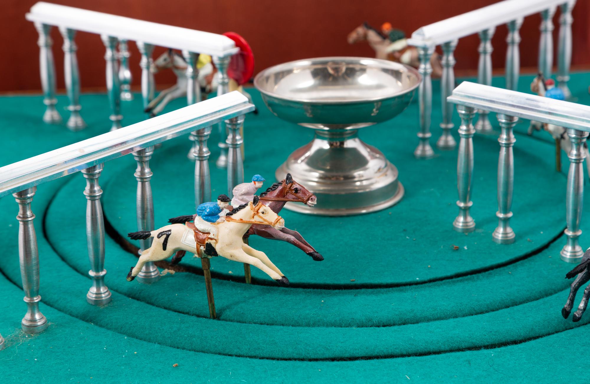 A Horse Racing Gambling Parlor Game, With Original Wooden Box