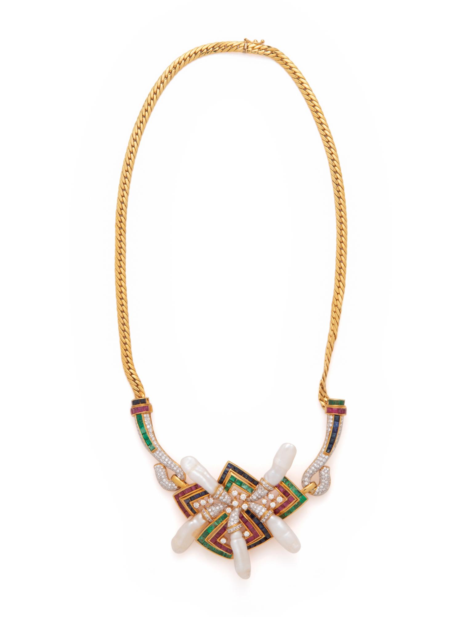 MULTIGEM AND DIAMOND NECKLACE