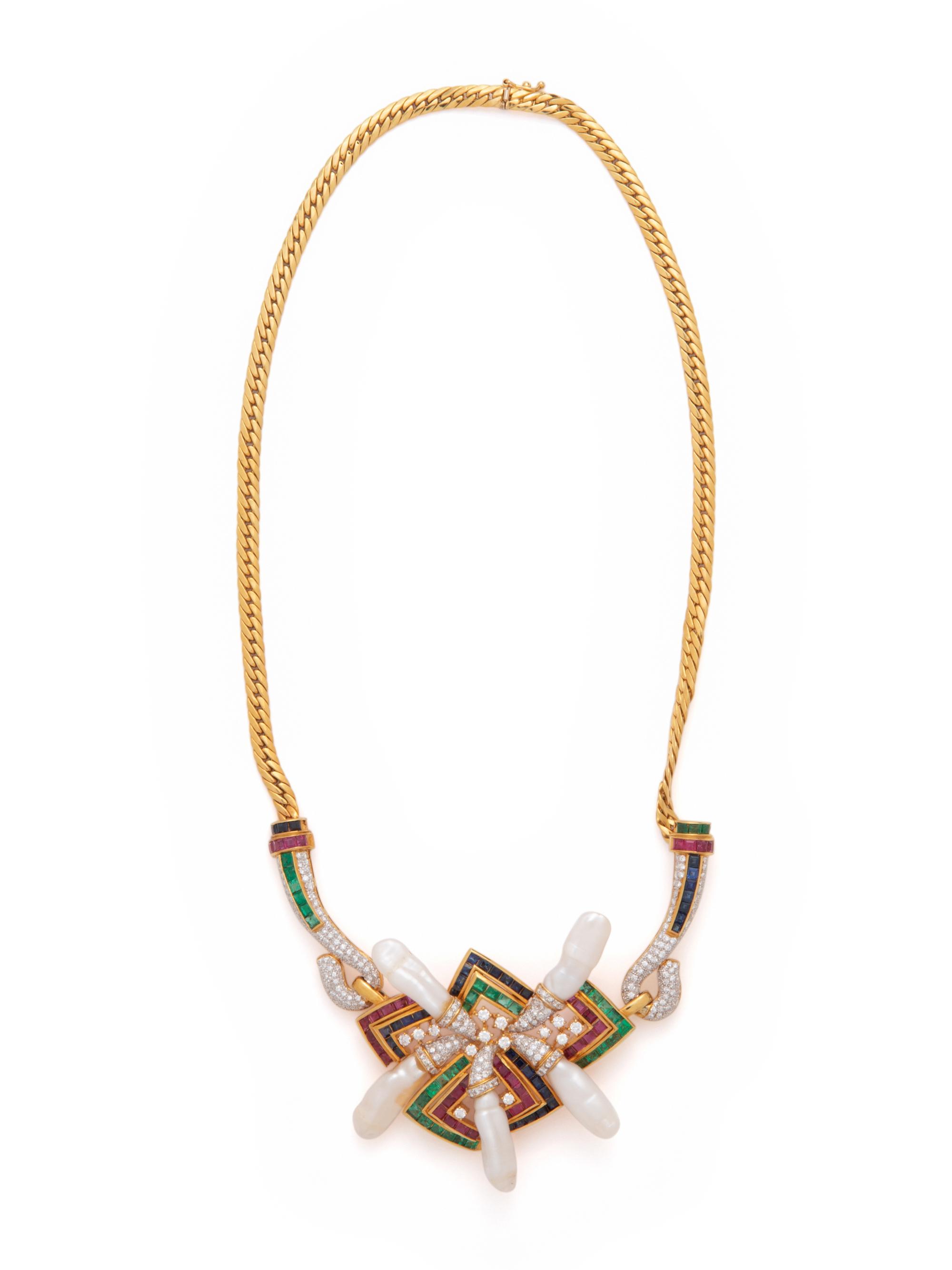 MULTIGEM AND DIAMOND NECKLACE