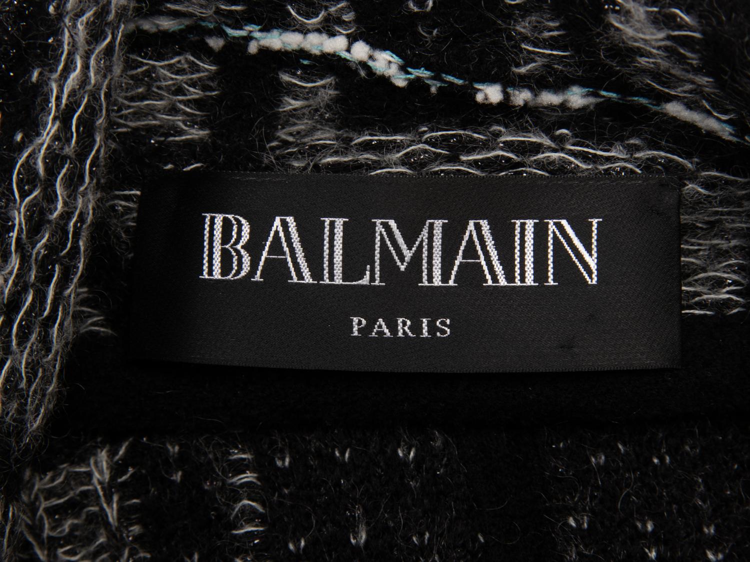 BALMAIN, PLAID KNIT TWEED BLAZER