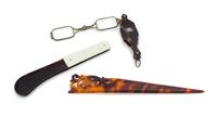Three Tortoise Shell Articles Length of letter opener 6 1/2 inches. — LATE 19TH/EARLY 20TH CENTURY