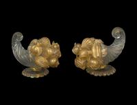 A Pair of Murano Glass Cornucopia Ornaments