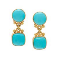 ELIZABETH LOCKE, YELLOW GOLD AND TURQUOISE EARCLIPS
