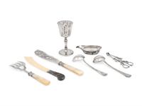Eight English Silver Table and Flatware Articles