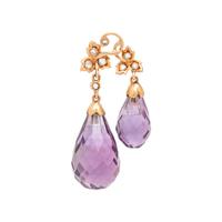 Amethyst and Diamond Pendant and Two Seed Pearl Pins