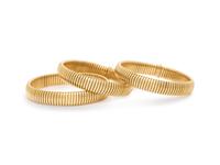 COLLECTION OF YELLOW GOLD TUBOGAS BRACELETS