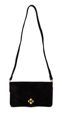 An Hermes Black Suede Versailles Bag, 8 1/2 x 5 x 1 inches.